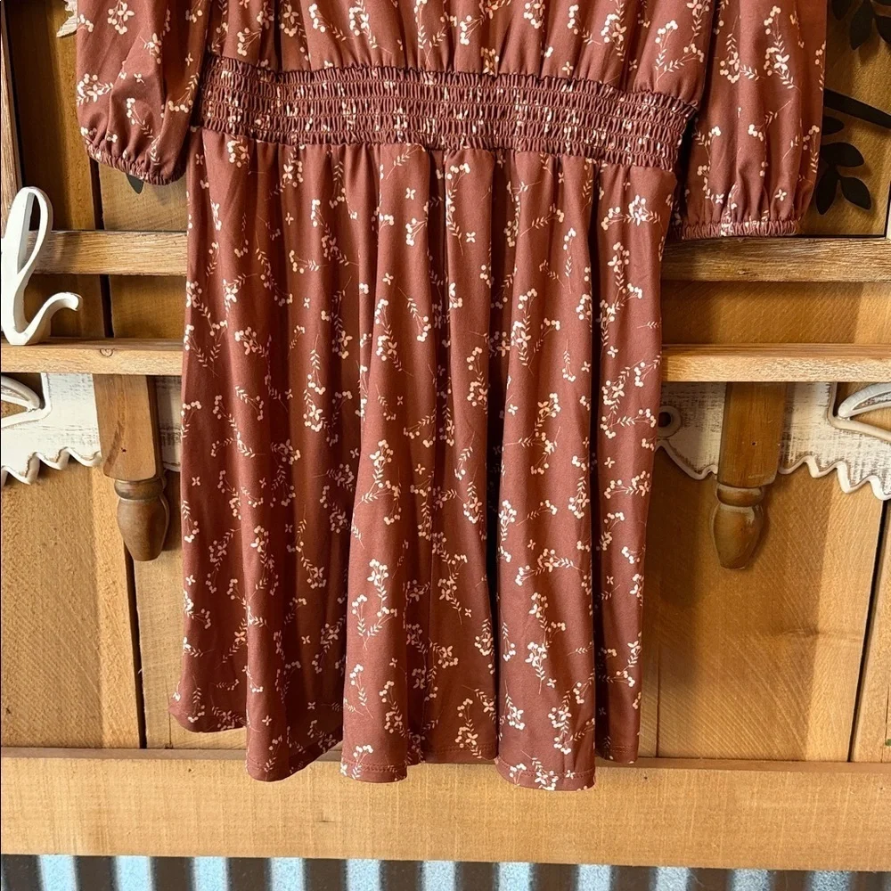 Adorable Brown Floral Kids Dress